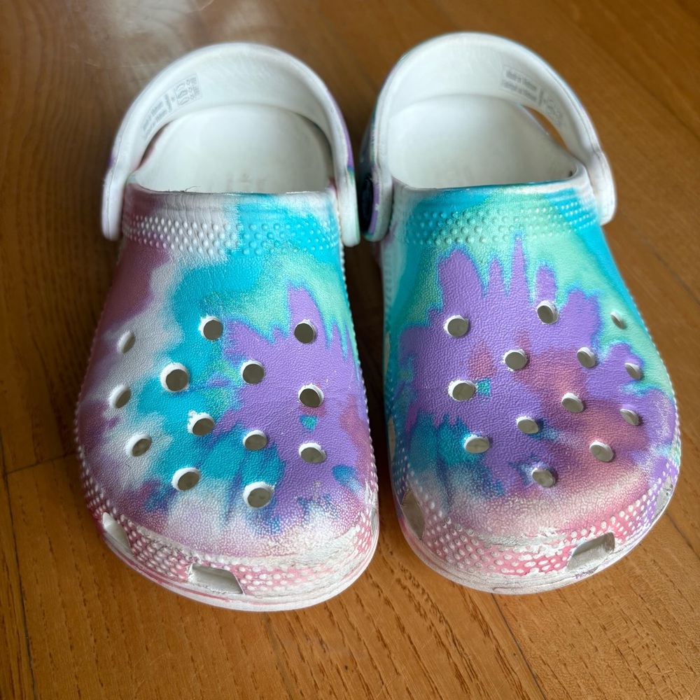 Crocs Kids Classic Clogs Shoes Multi Color Tie Dye Slingback Pink Girls Size C9